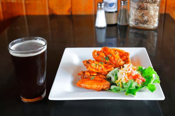 wings with salad