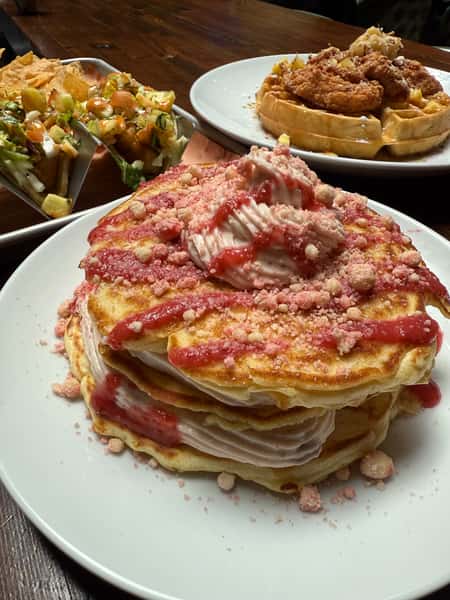 Triple Strawberry Pancakes