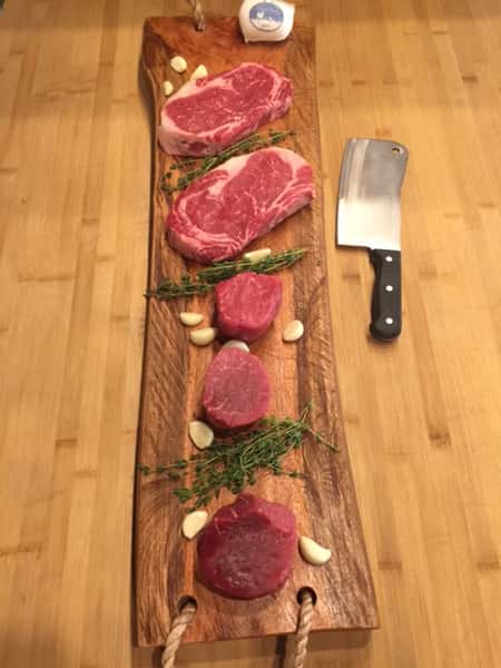 Steak on cutting board