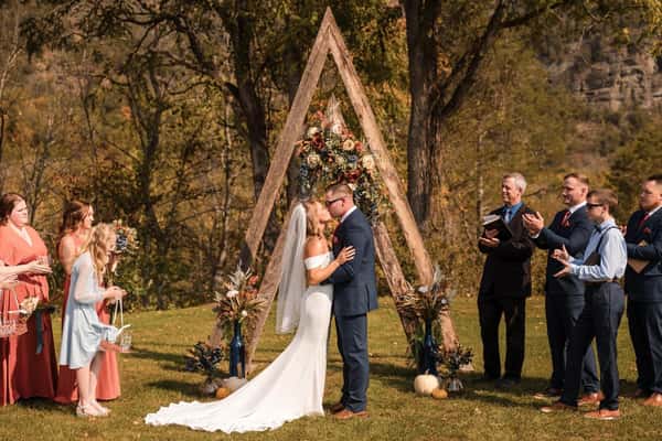 bride and groom at the altar