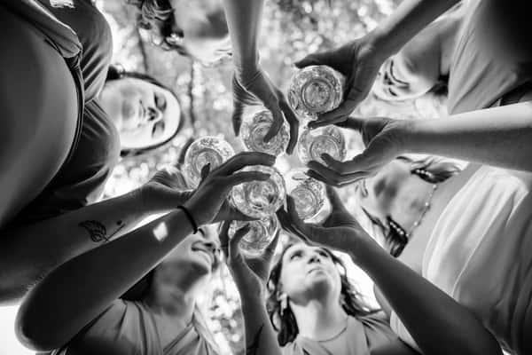 bridesmaids giving a toast