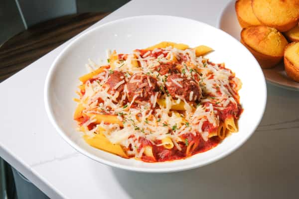 Vegan Meatballs & Penne Pasta