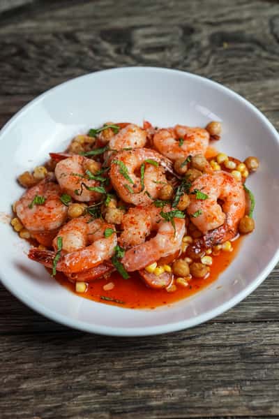 HARISSA SHRIMP + SUMMER CORN