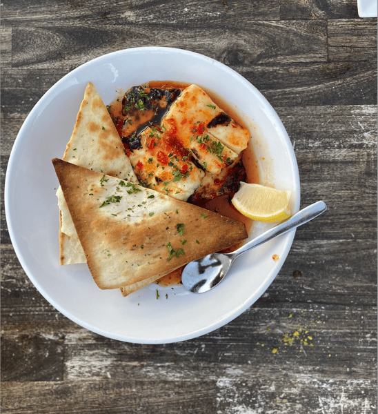 GRILLED HALLOUMI + HARISSA HONEY