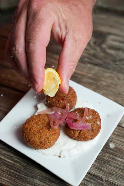 FALAFEL WITH TAHINI + TZATZIKI