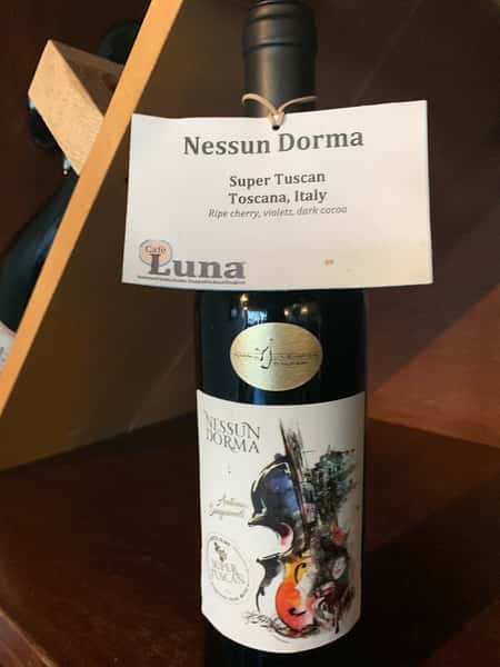 Nessum Dorma, "Super Tuscan" Sangiovese/Merlot/Syrah