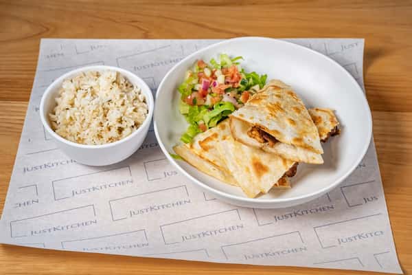 Chicken & Cheese Quesadilla w/ Garlic Rice