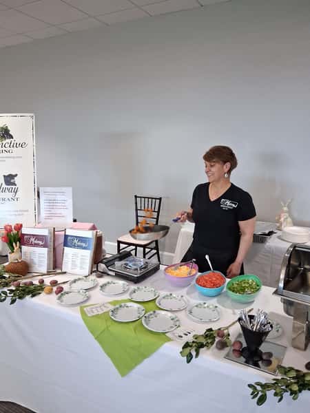 Chef Donna tossing some goodies