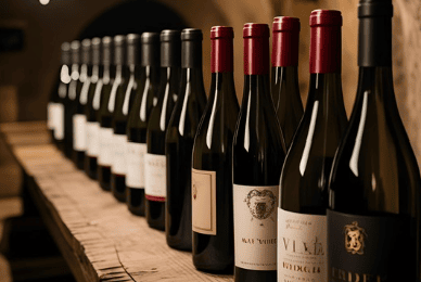 row of wine bottles