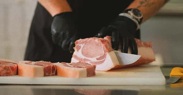 cutting meat