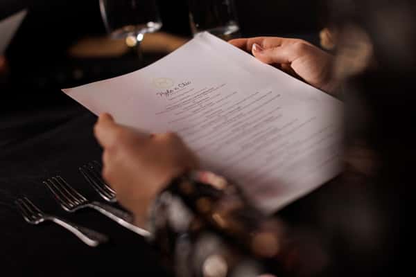 Placing a menu on the table