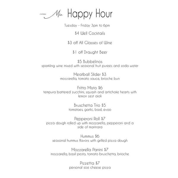 happy hour menu