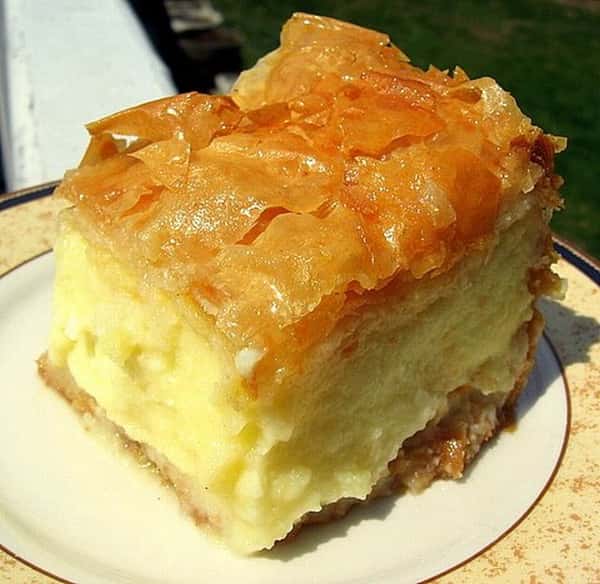 slice of flaked cake on a plate