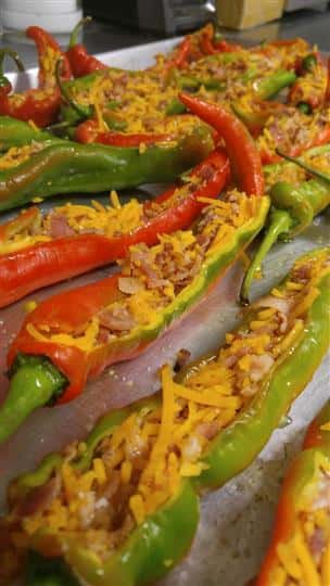 baked stuffed chilis with meat and cheese