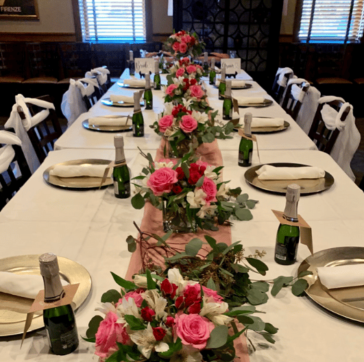 Banquet table set for event