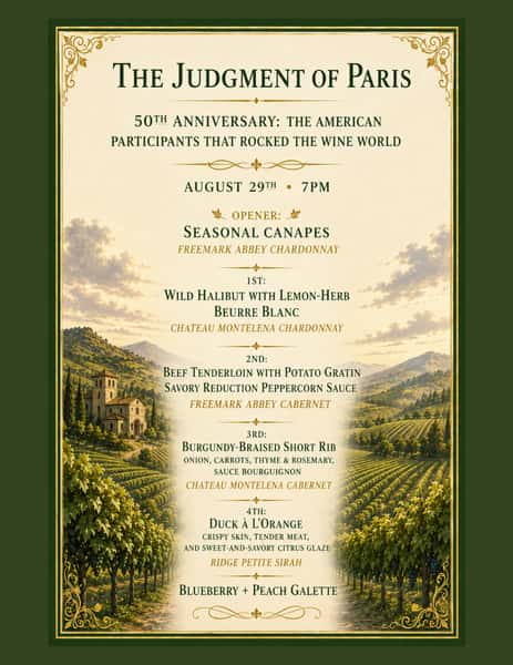 Judgment of Paris Wine Dinner