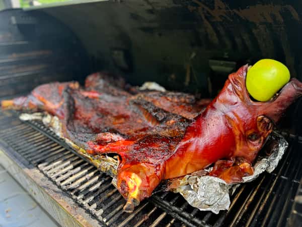 Barbequing on a grill
