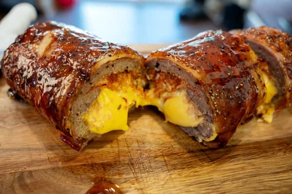 Opening of cheesy meat