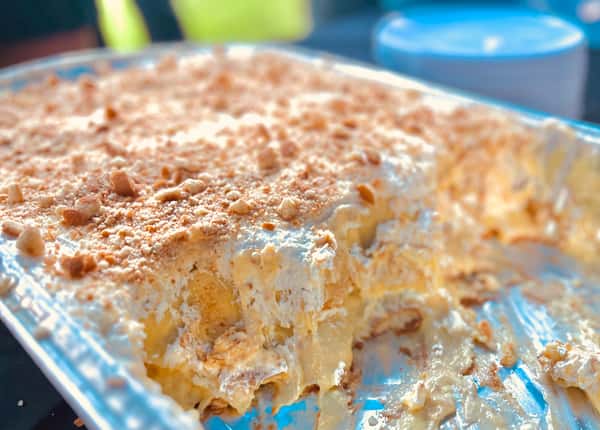 Close up of catering size of pie