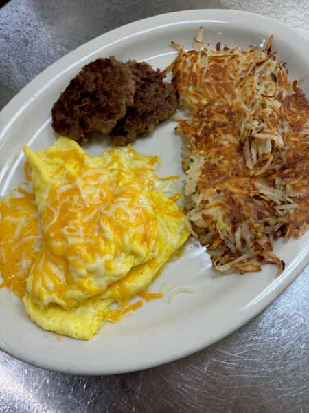 Sausage, Eggs with cheese and Hashbrowns