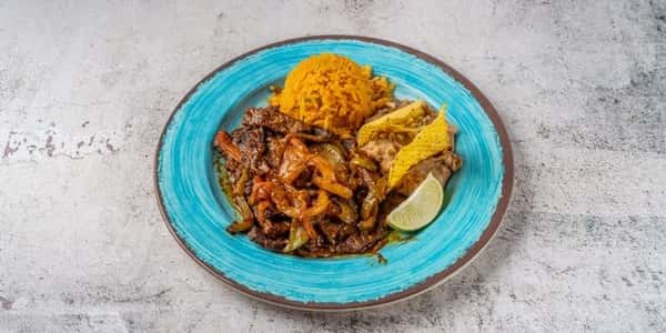 Plate of Mexican food