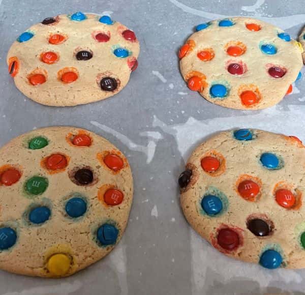 Large M&M Chocolate Chunk Cookies