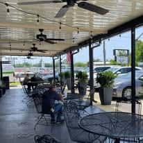 Outdoor seating area of restaurant