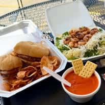 Takeaway meals with a sauce
