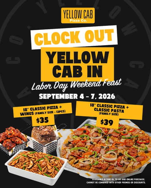 Clock Out Yellow Cab In Deal 1: Pizza + Wings