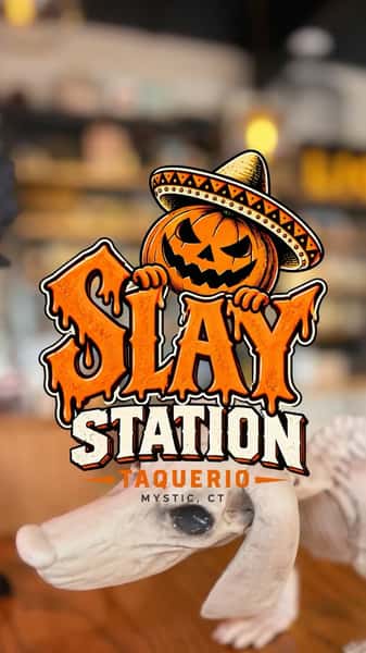 THE SLAY STATION IS OFFICIALLY OPEN! 💀
Join us 12–9pm Sunday–Thursday and 12–10pm Friday & Saturday! Come hungry. Come thirsty. Come ready to SLAY. 👻🌮

🕸️ Get your Halloween fix all October long! 🎃
@mysticchamber 
#Taquerio #SlayStation #HalloweenAtTaquerio #OctoberEats #TacosAndTequila #MysticCT #HalloweenVibes #SpookySeason
