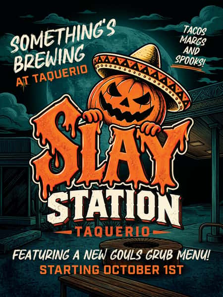 Ready to get spooky? 👻🌮
Slay Station arrives at Taquerio October 1st with a Halloween menu, spooky vibes & more. 🎃
More details coming soon… 👀
#Taquerio #SlayStation #Halloween #MysticCT #CTEats