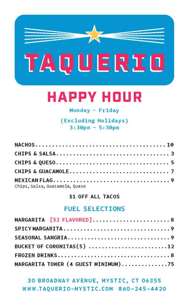 happy hour menu
