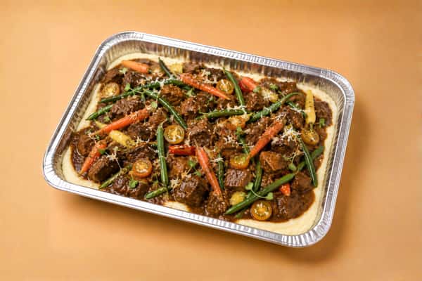 Kalderetang Baka with bleu cheese mash