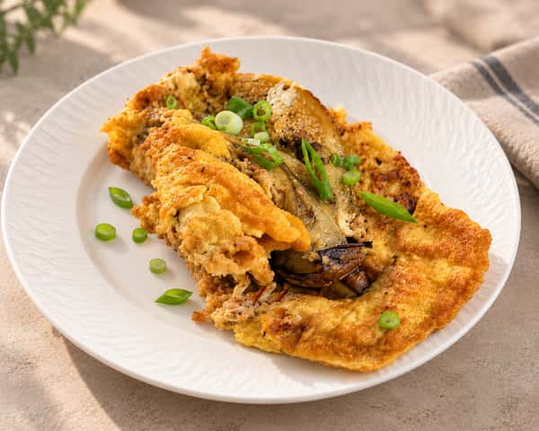 Tortang talong with crab meat