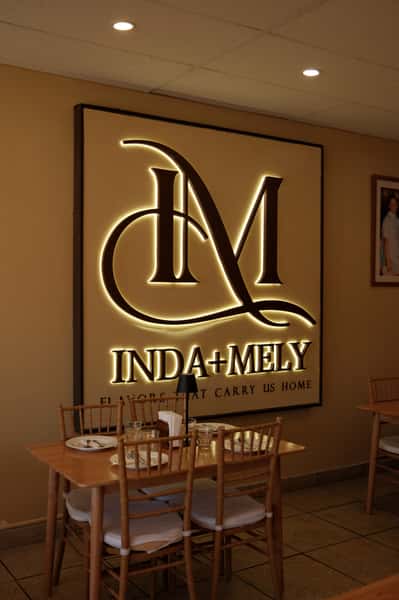 Logo on wall in restaurant