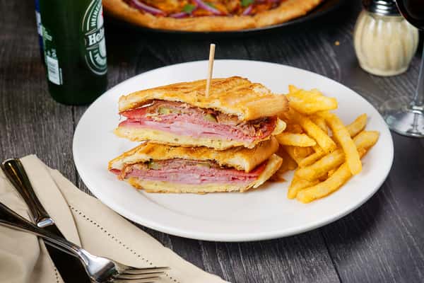 ham sandwich with fries