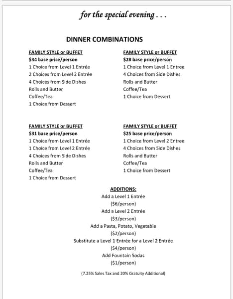 Catering menu