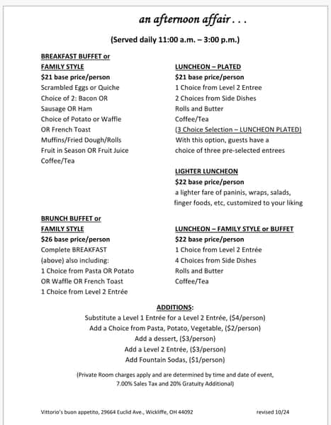 Catering menu