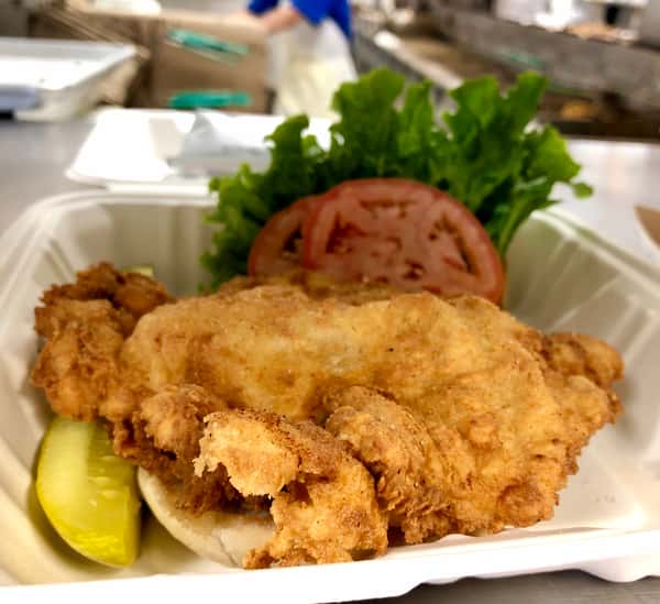 Open-Faced Fried Chicken Sandwich