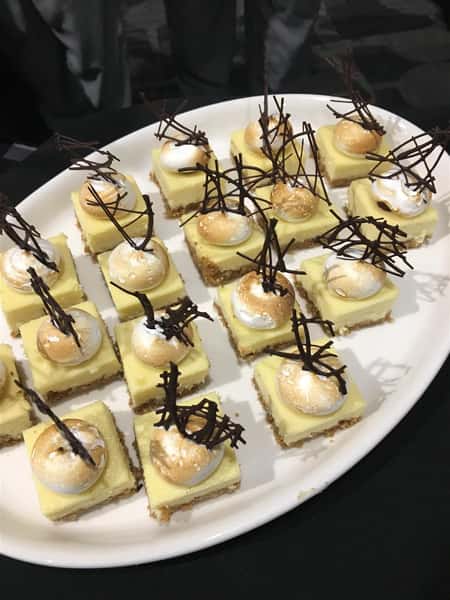 Cheesecake bites on a platter