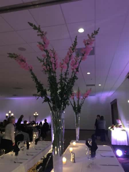 Pink floral Wedding centerpiece in the middle of the table