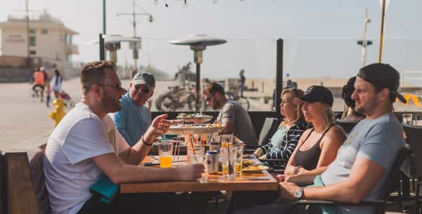people eating outside