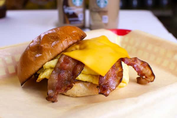 Bacon, Egg and Cheese on Brioche Bun