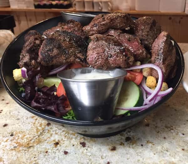 Steak Tip Salad with dressing