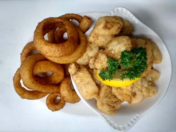 Luncheon Haddock & Shrimp with Onion Rings