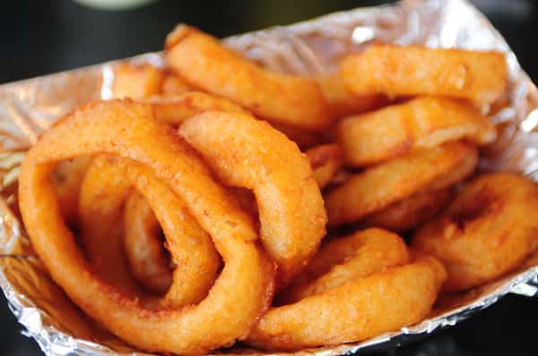 basket of fried onion rings