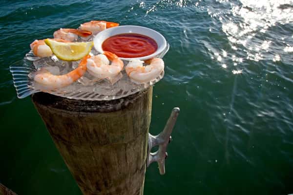 Shrimp plate overlooking waterfront