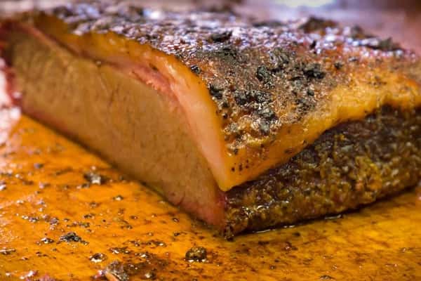 sliced brisket that has been marinated
