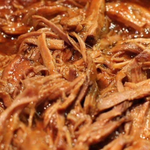 pulled pork marinated in sauce