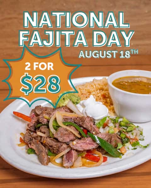 š„ NATIONAL FAJITA DAY IS ALMOST HERE AND WE'RE ALREADY FIRED UP! š„
Get ready to celebrate the most sizzling day of the year with our Combination Fajitas for 2 for just $28 ā or go full beef mode for only $6 more. Mark your calendars, grab your fajita partner, and come hungry ā this is one fiesta you won't want to miss! š
www.motacos.com
#NationalFajitaDay #HoustonEats #TexMex